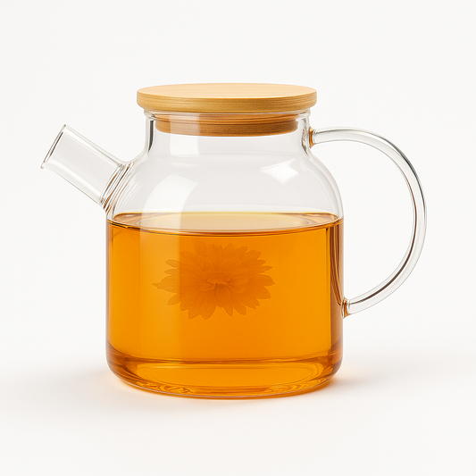 Hand-Blown Glass Teapot with Bamboo Lid – 1500mL